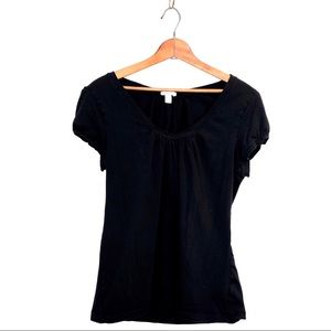 Old Navy Black V-Neck Cap Sleeve Blouse